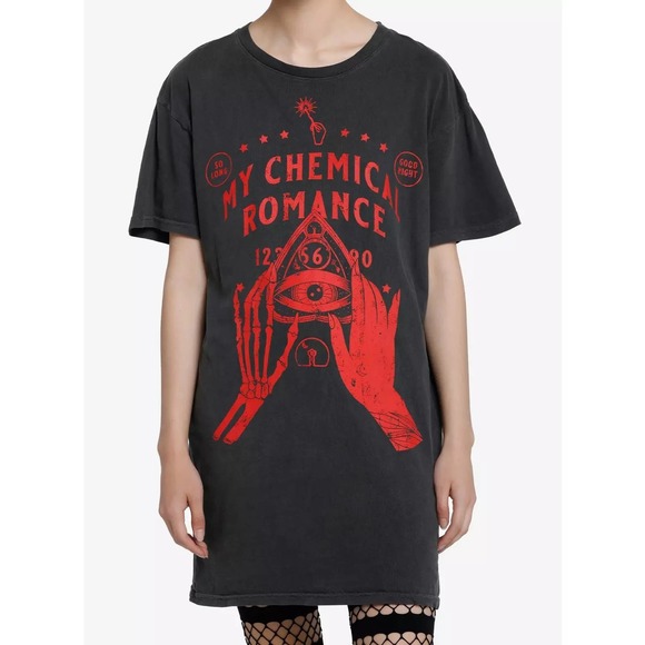 My Chemical Romance Women's Spirit Board Tee T-Shirt Dress in Black Vintage Wash - Picture 1 of 3